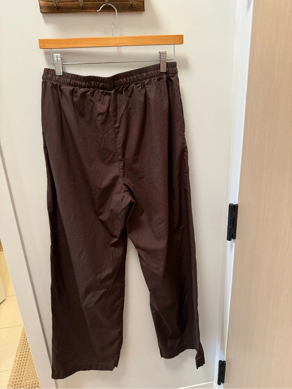 H&M Wide Leg Drawstring Pants in Dark Brown